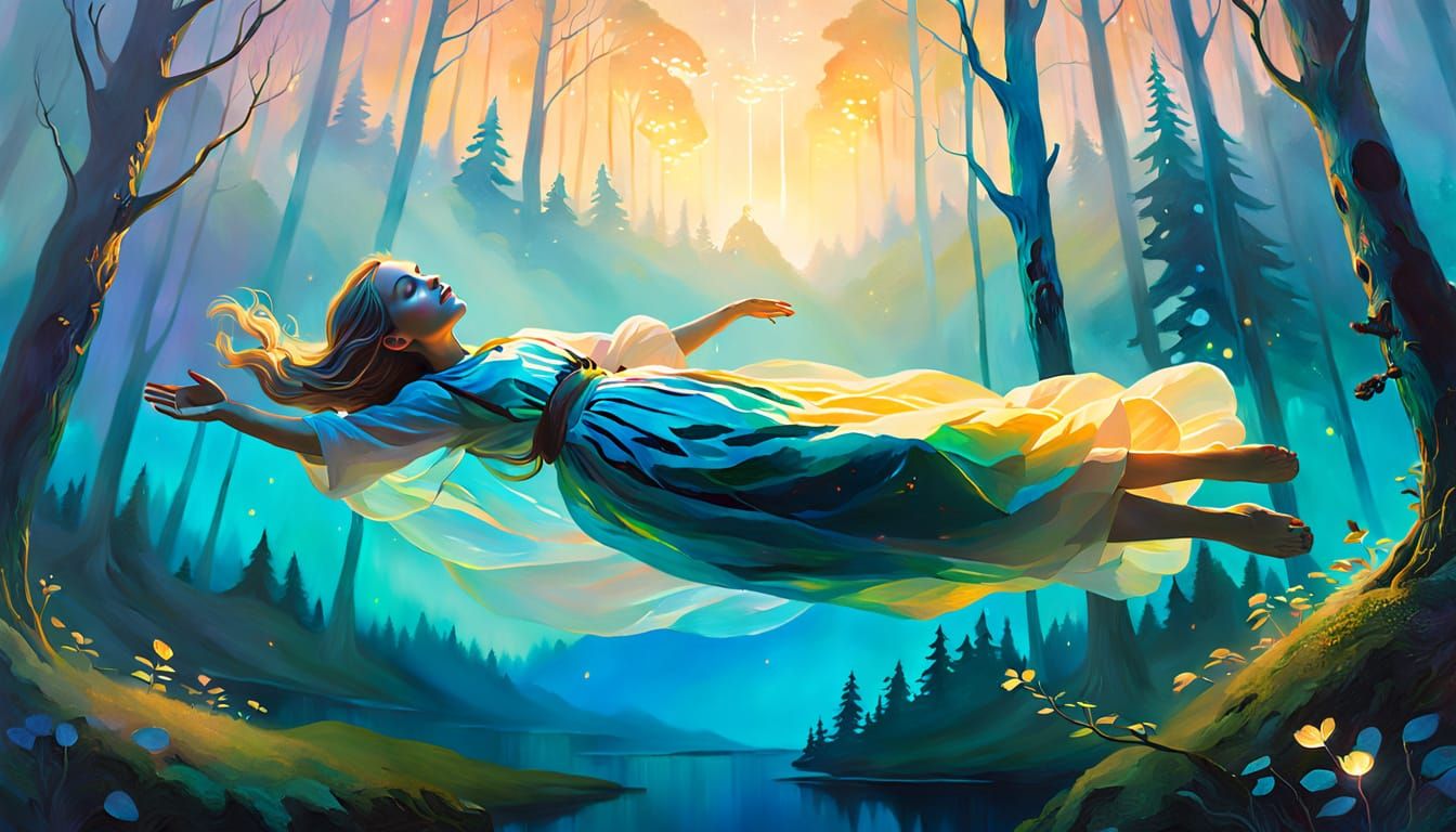 Ethereal Woman in Dreamscape Oil Painting