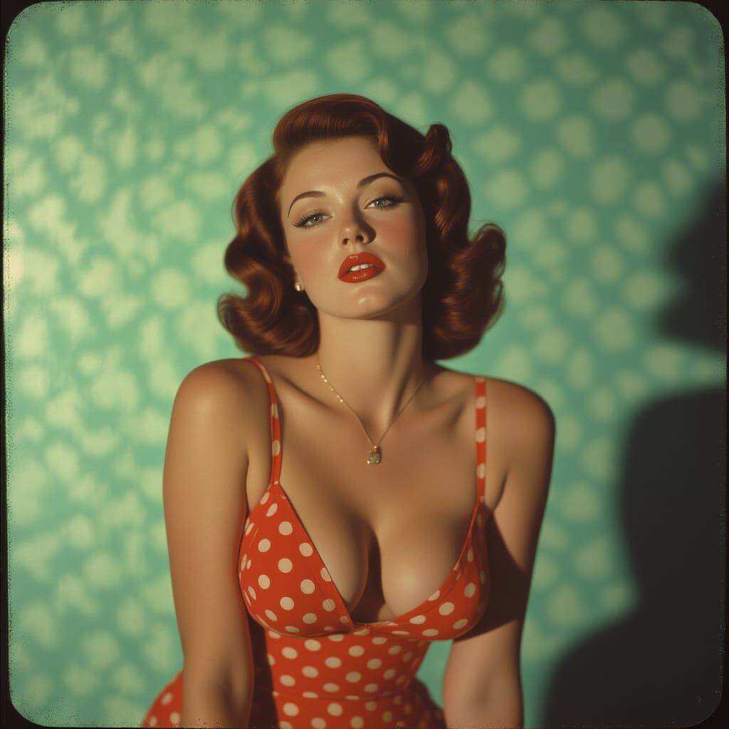 1930s Pinup Girl in Cinematic Film Still