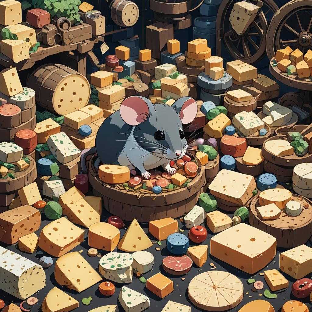 Mouse in Cheese Trove: Whimsical Anime Key Visual