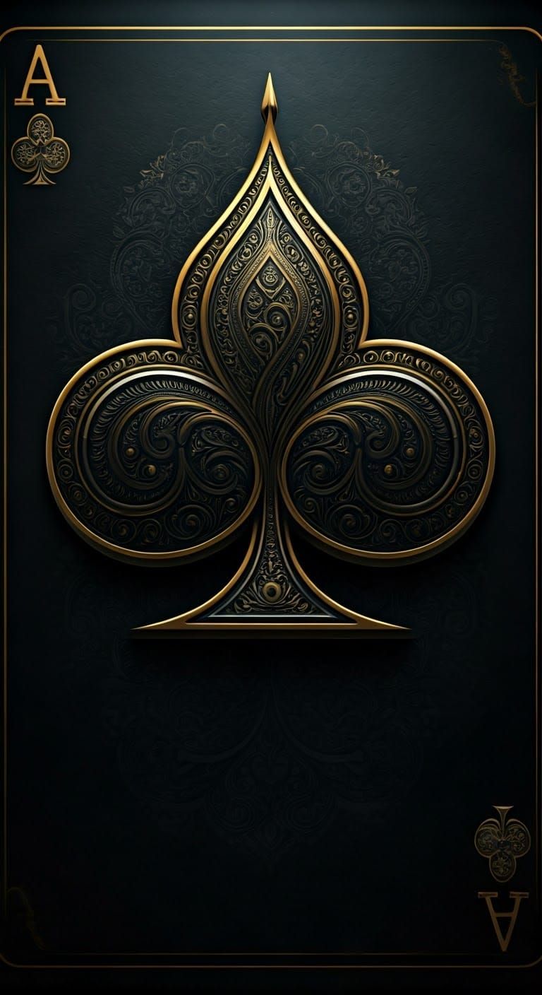 Majestic Metallic Ace of Clubs Playing Card in Dramatic Styl...
