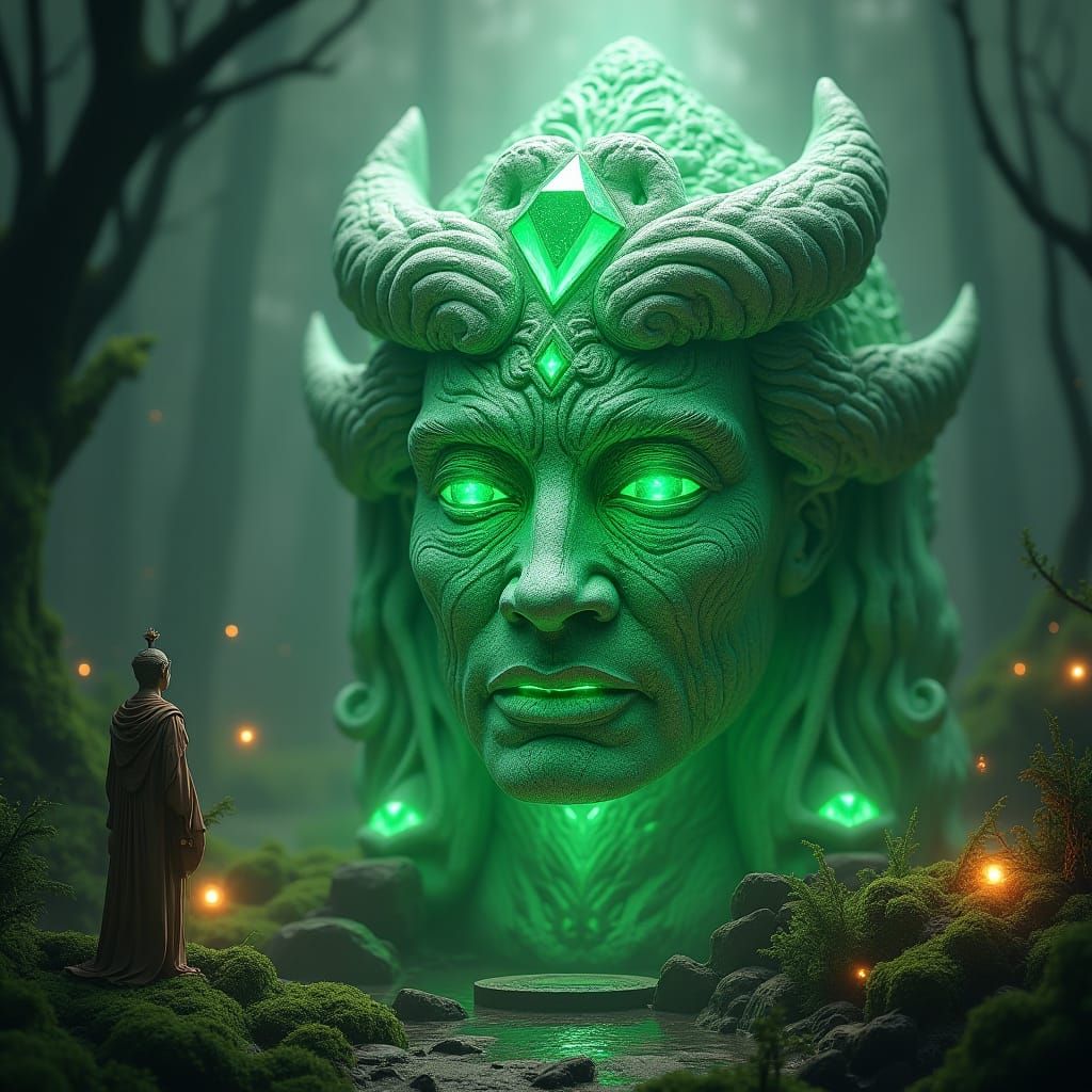 Emerald Hermes in Mystical Forest Concept Art