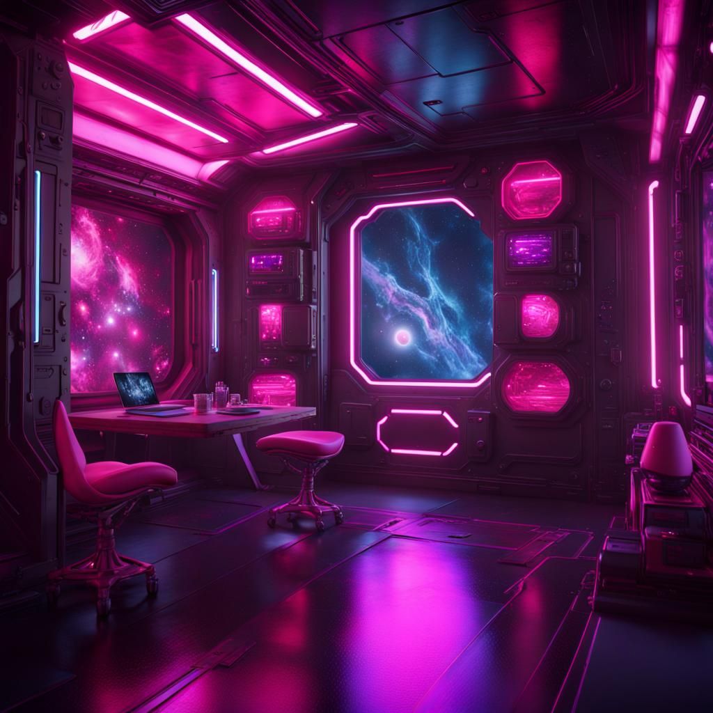 Luminescent Neon Pink Deep Space Fantasy in 8K