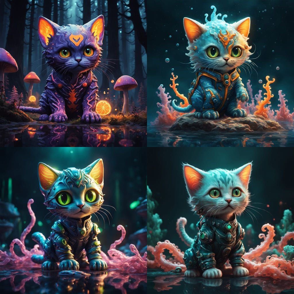 Kitten in Squid Suit: Fantasy Concept Art