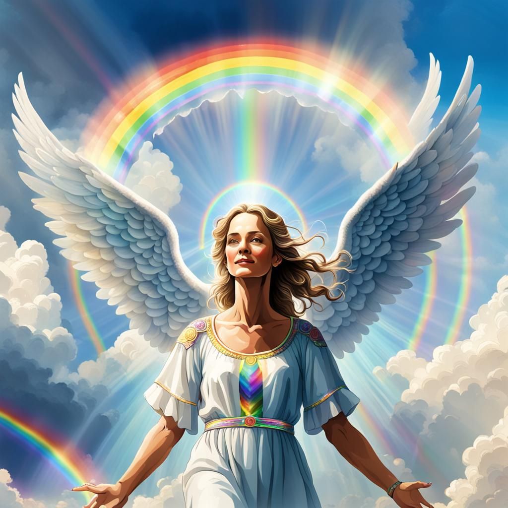 Angel Surrounded by Healing Rainbows