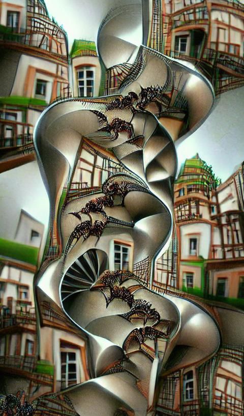 Escher Ants Climb Infinite Staircase