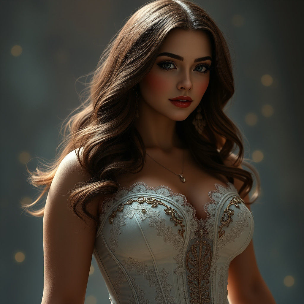 Mystical Fantasy Beauty in Intricate White Corset