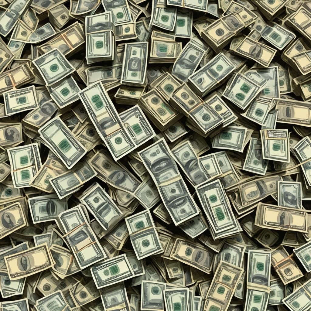 Piles of Cash: An AI Generated Image