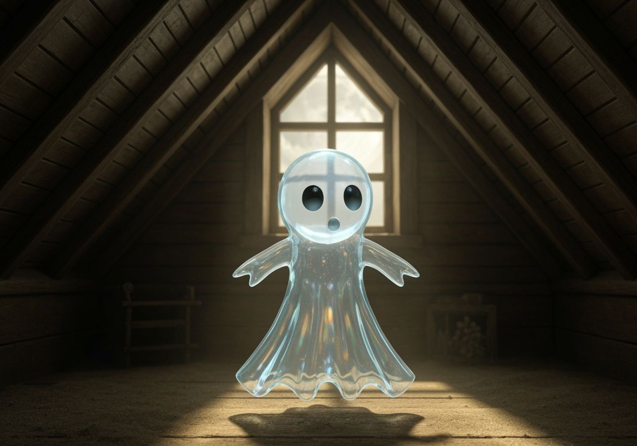 Chibi Pixar Ghost in Transparent Glass Dress