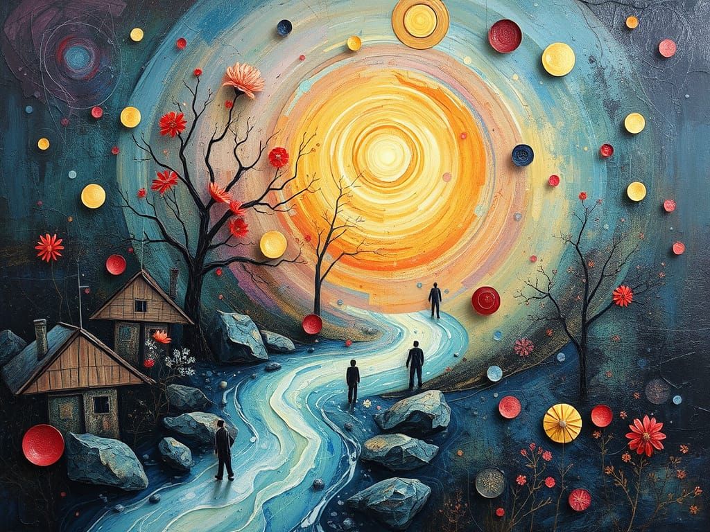 Surreal Oil Painting of a Stream of Consciousness