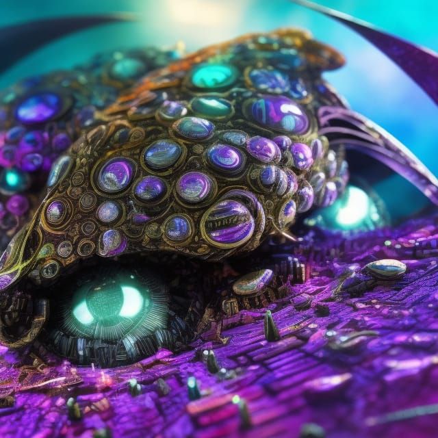 Realistic Microcosmic Diorama of an Eldritch Drop of Nanobots Inspired by Android Jones II