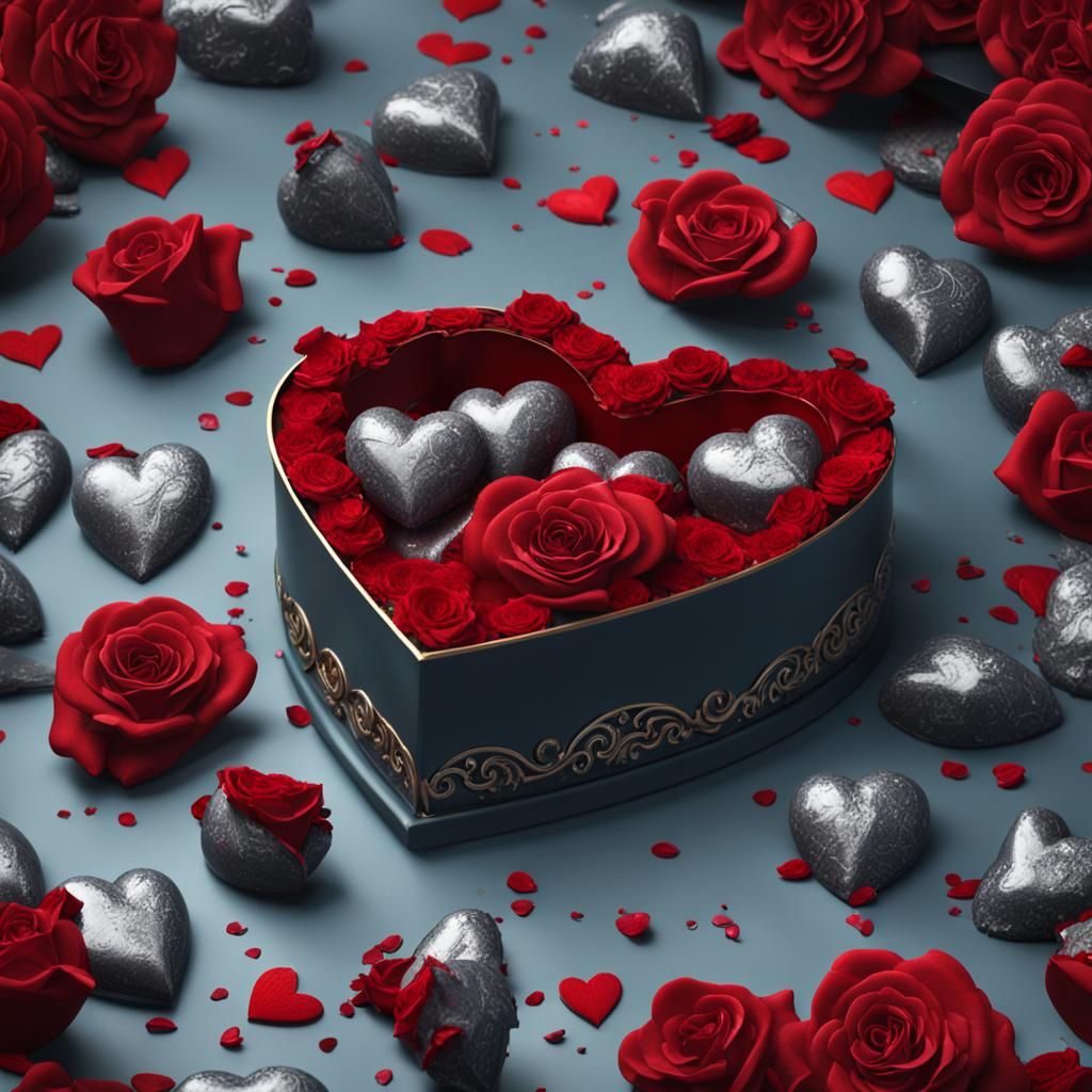 Dead Roses in Valentine Box: Matte Painting