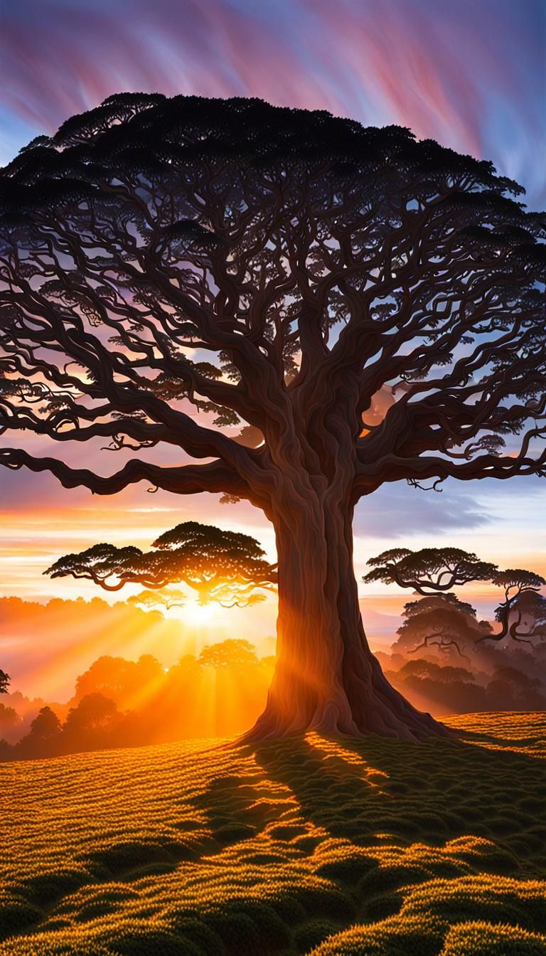 Giant Tree at Sunrise: A Stunning Natural Spectacle