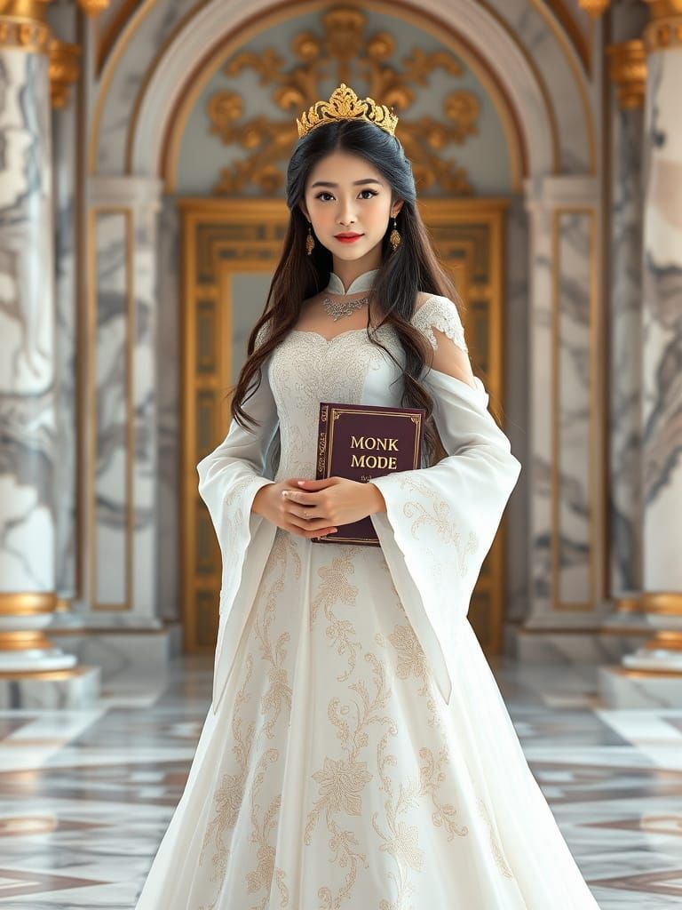 Regal Asian Princess in Marble Palace
