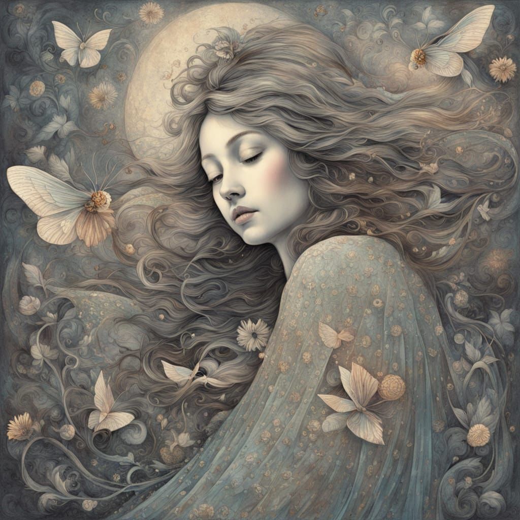 Majestic Winged Dandelion Queen in Vibrant Dreamscape