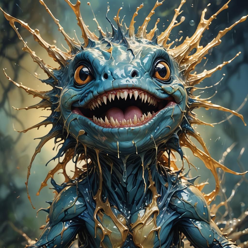 Unsettling Creature in Hyperrealistic Splash Art