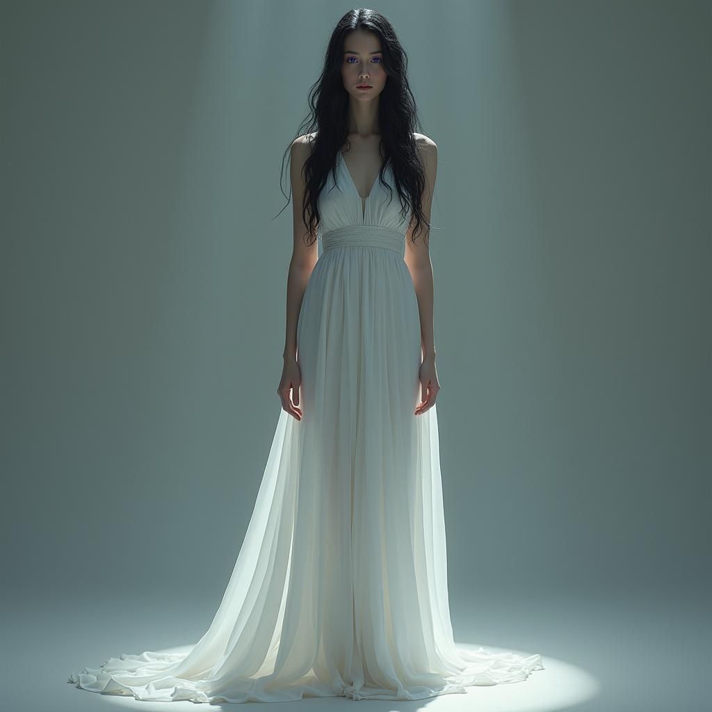 Ethereal Woman in Flowing Gown: Fantasy Concept Art