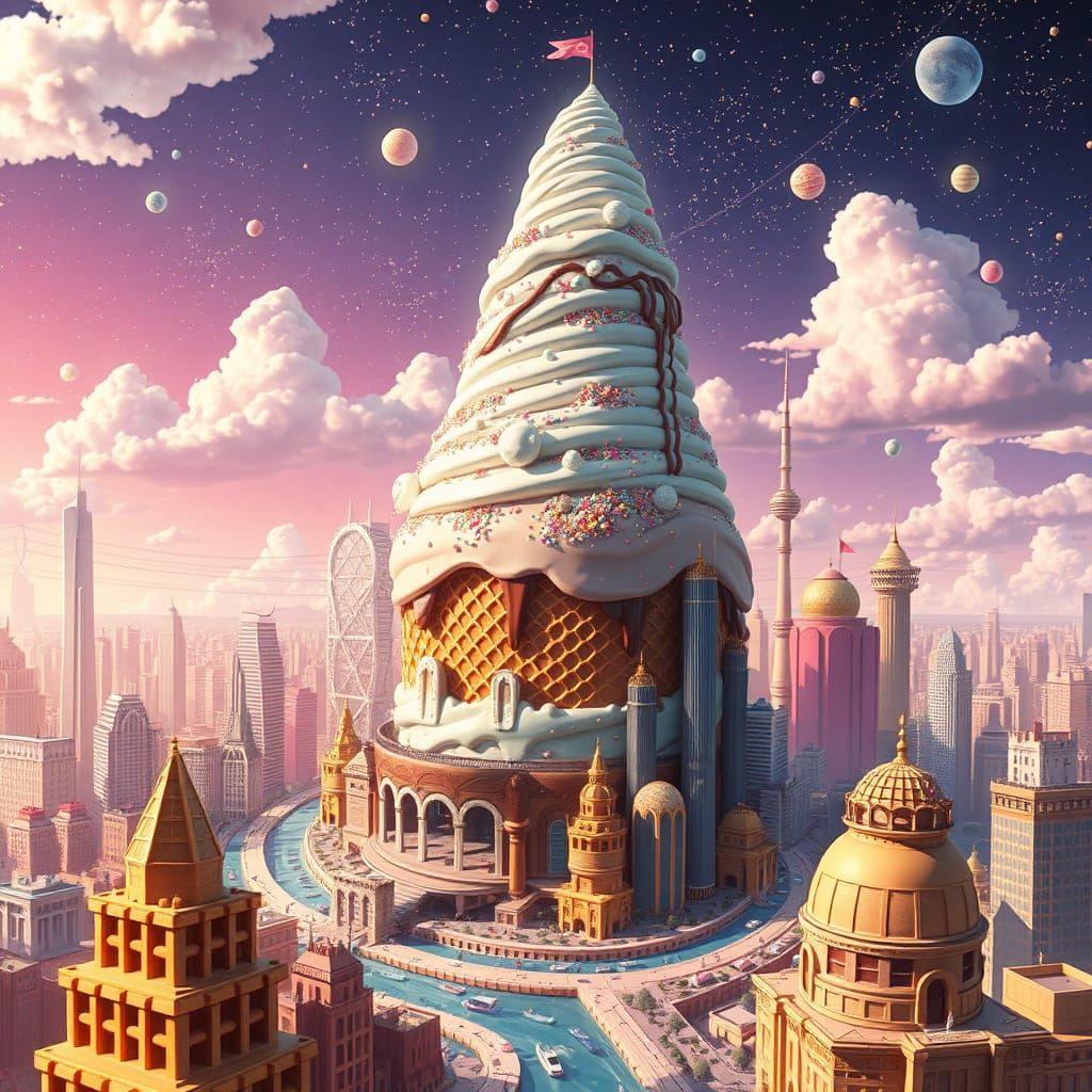 Ice Cream City: A Futuristic Astral Sundae Dream