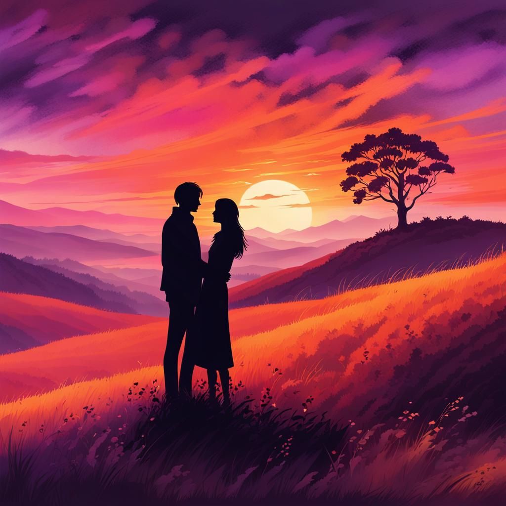 silhouettes at sunset