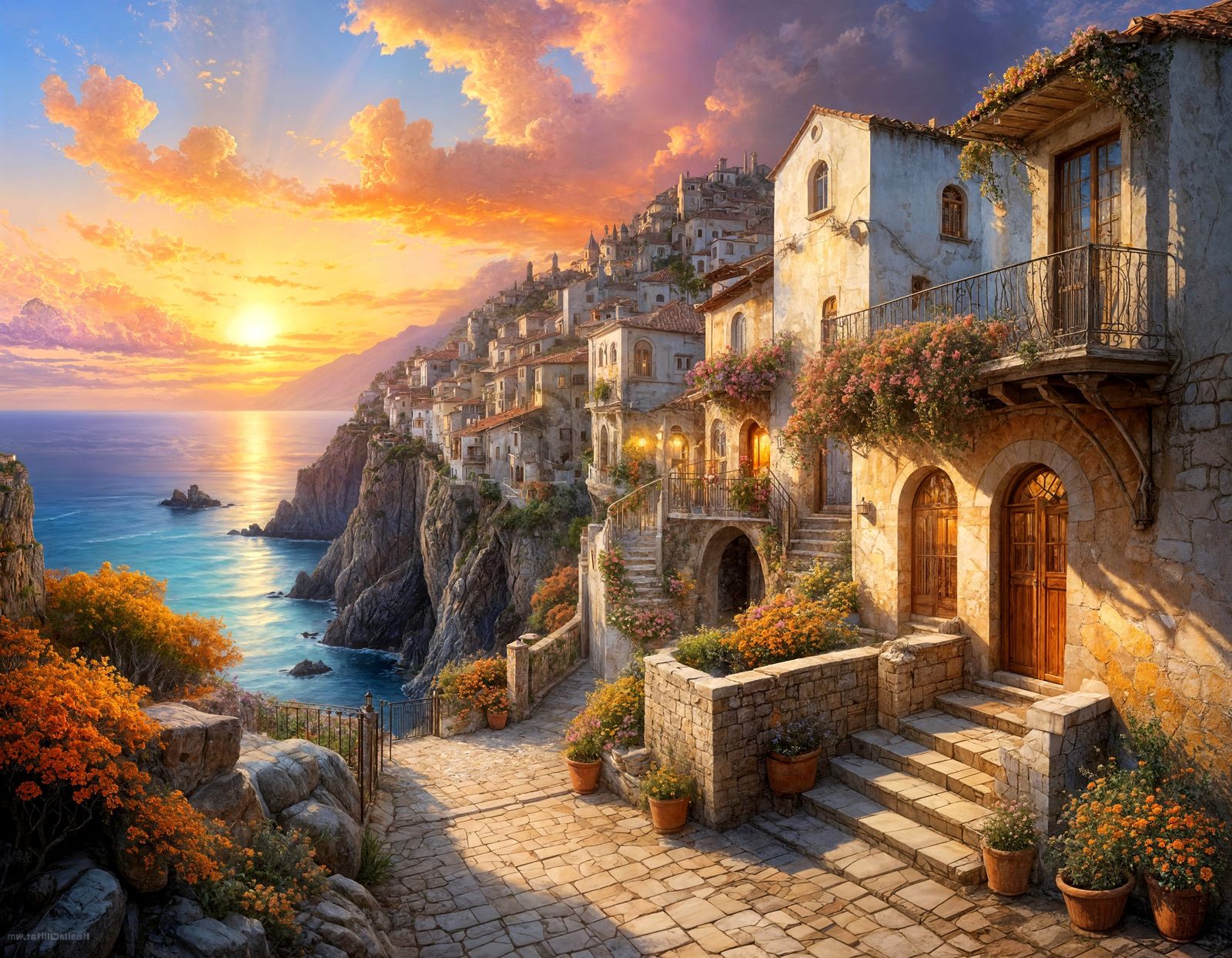 Ethereal Sicilian Sunset in Pastel Hues