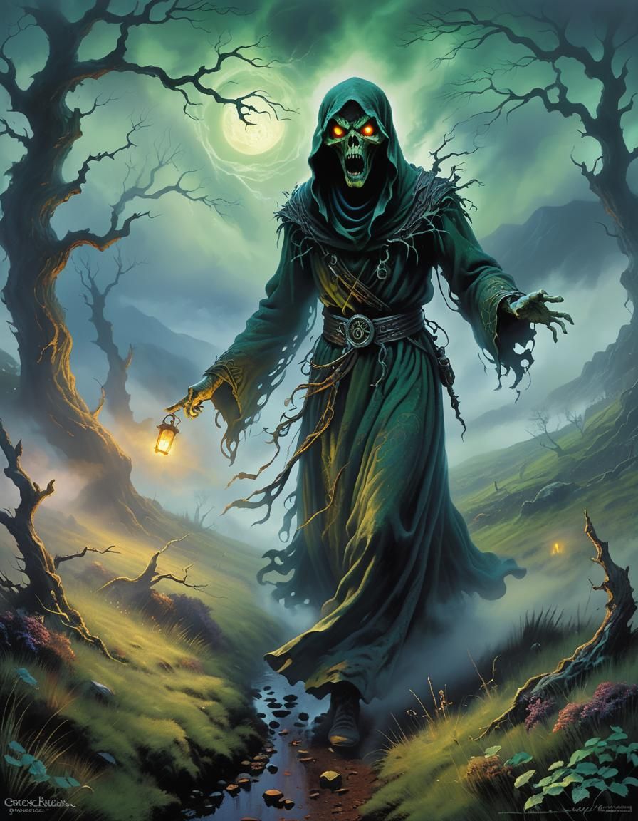 Ethereal Banshee on Misty Moor in Fantasy Style