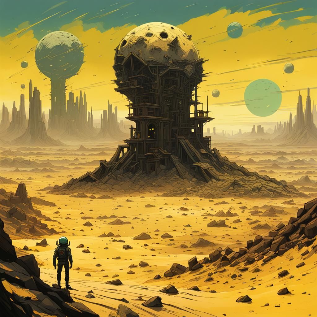 Desert Arches on Alien Planet in Expressionist Style