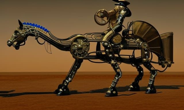 Steampunk Automaton's Robotic Horse in Art Nouveau Style