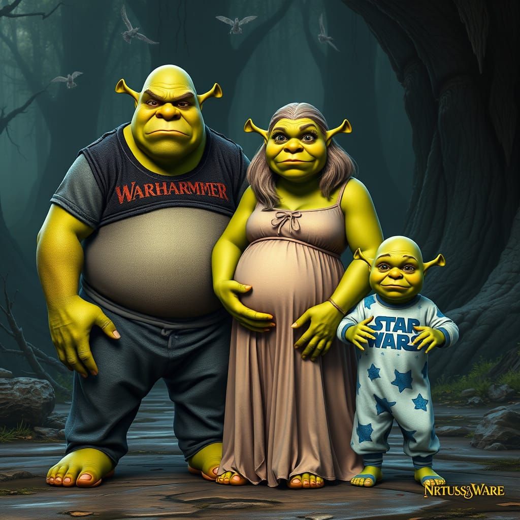 Ogre Family in Vibrant Fantasy World