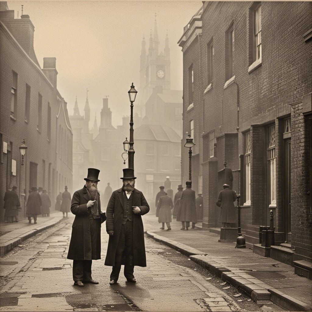 Misty London Street Scene, 1880s