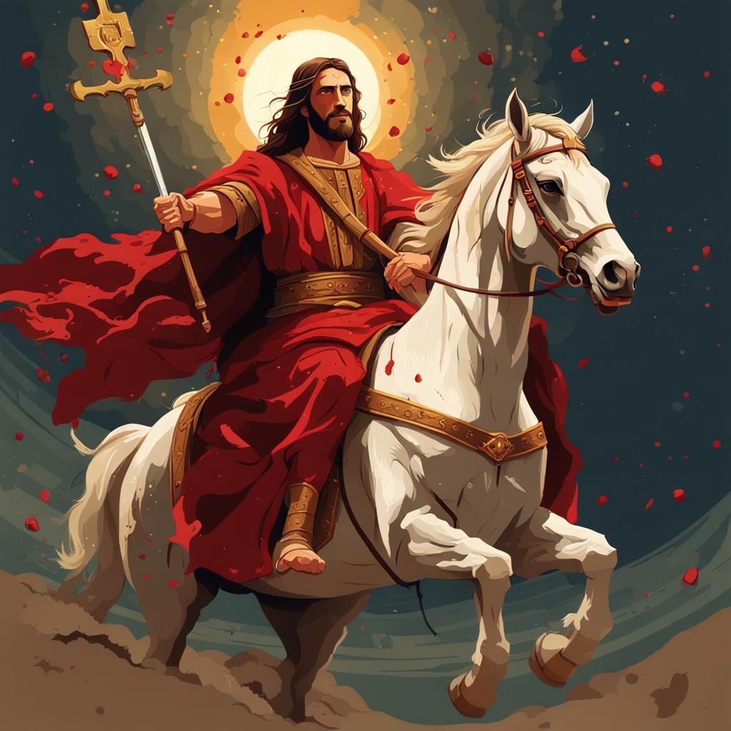 Jesus Christ Leading Armies, Fantasy Illustration
