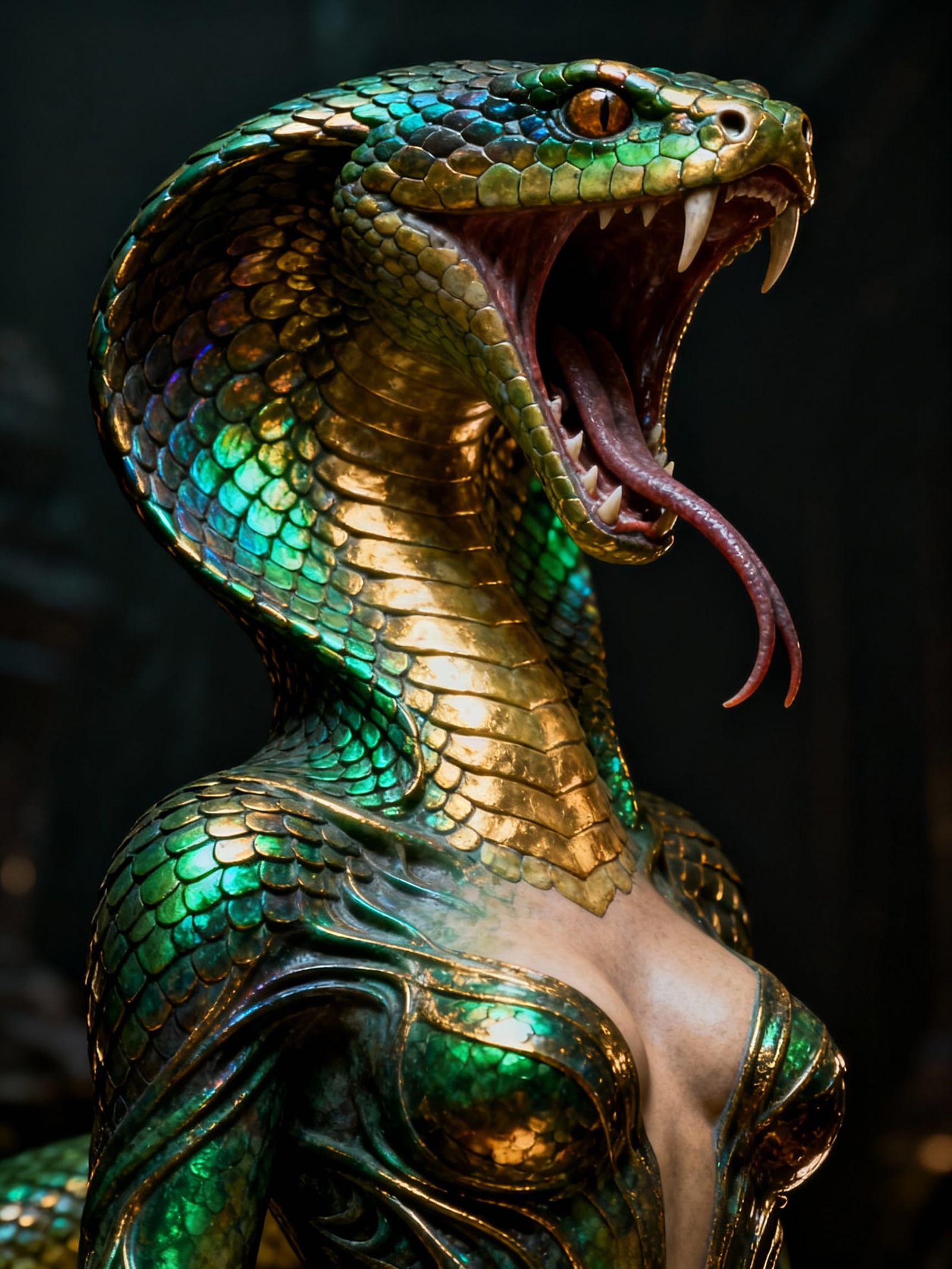 Seductive Cobra Woman Hybrid in 3D Render