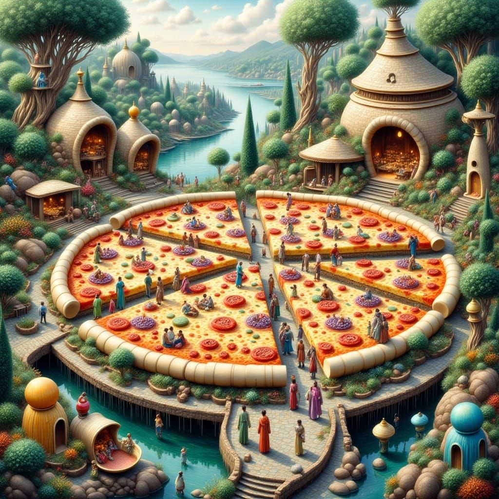 Pizza Bay: A Whimsical, Futuristic Watercolor