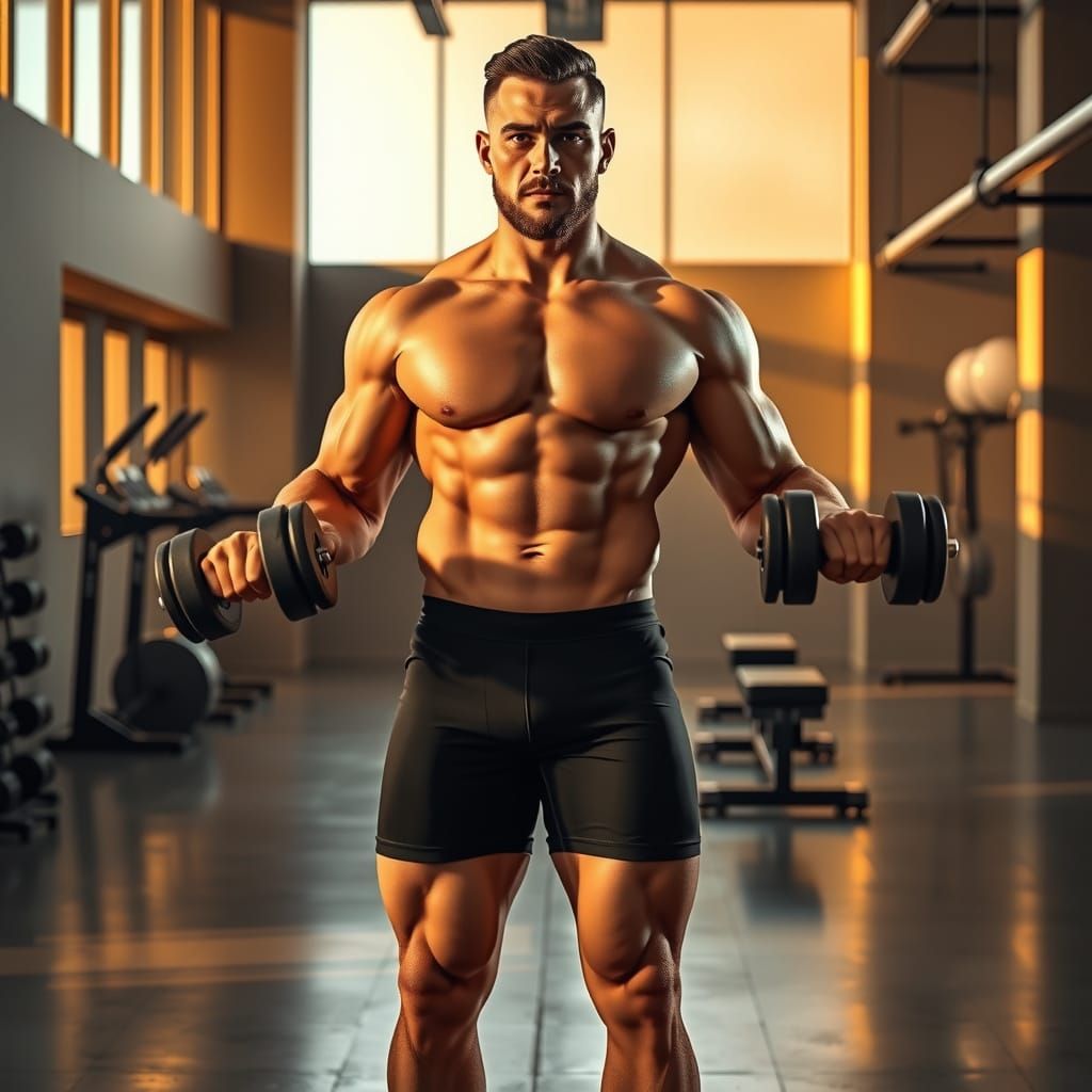 Chiseled Athlete in Modern Gym