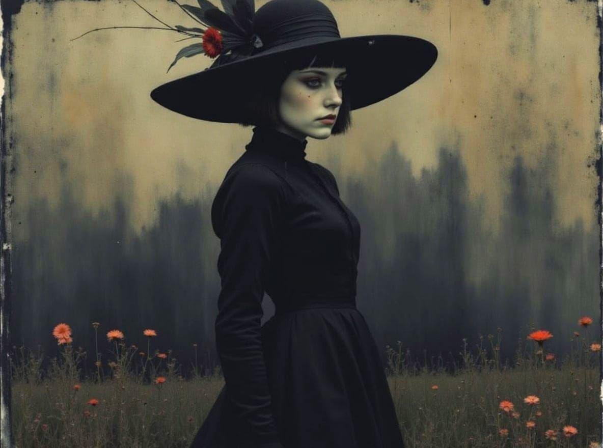 Goth Girl Portrait in Ornate Gilded Frame