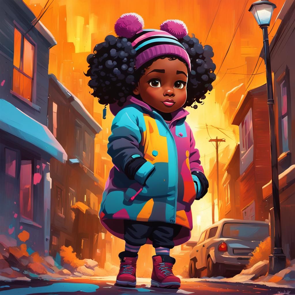 Vibrant Winter Scene in Graffiti Style