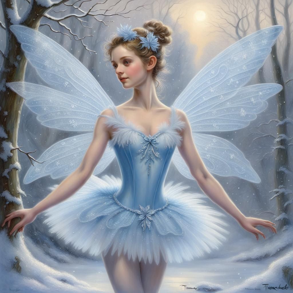Ethereal Winter Fairy in Snowflake Ballet Tutu