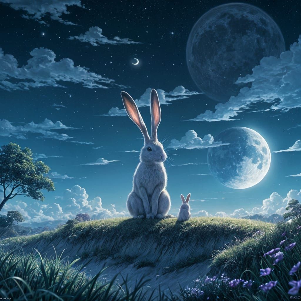 Majestic Rabbit Basks on Celestial Paradise