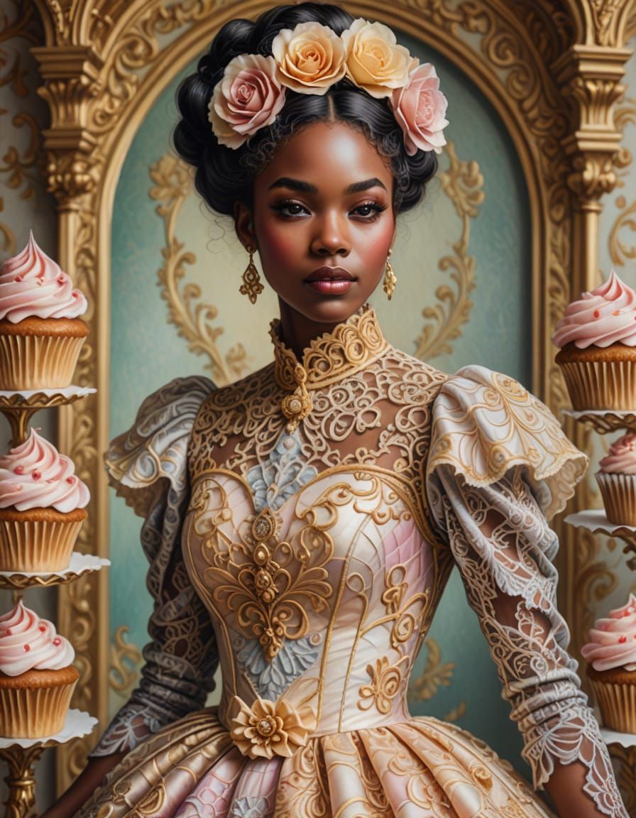 Victorian Portrait of Girl in Cupcake Dress
