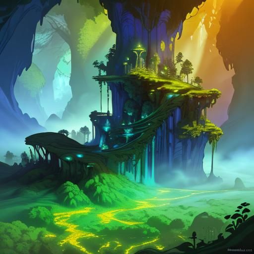 Enchanted Thermal Caves: A Fantastical Matte Painting