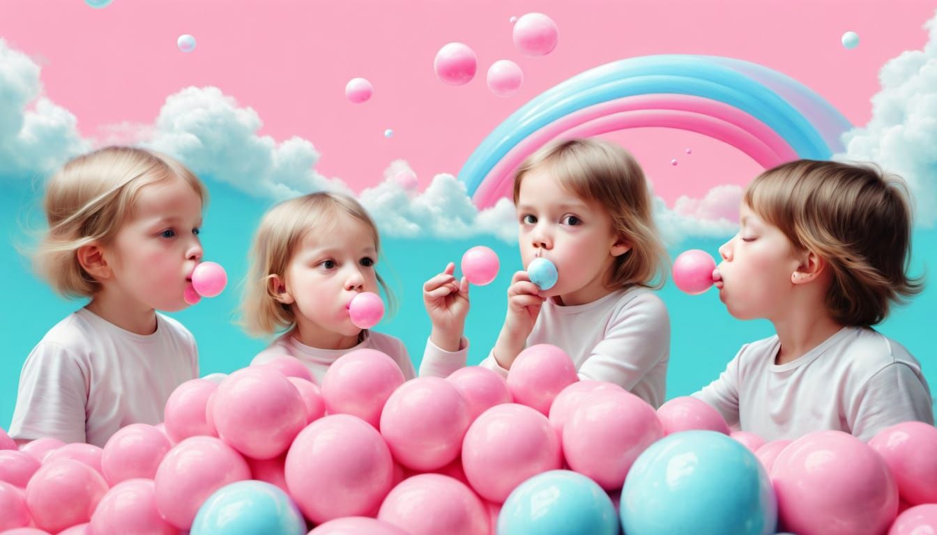 Whimsical Bubblegum Landscapes in Pastel Colors
