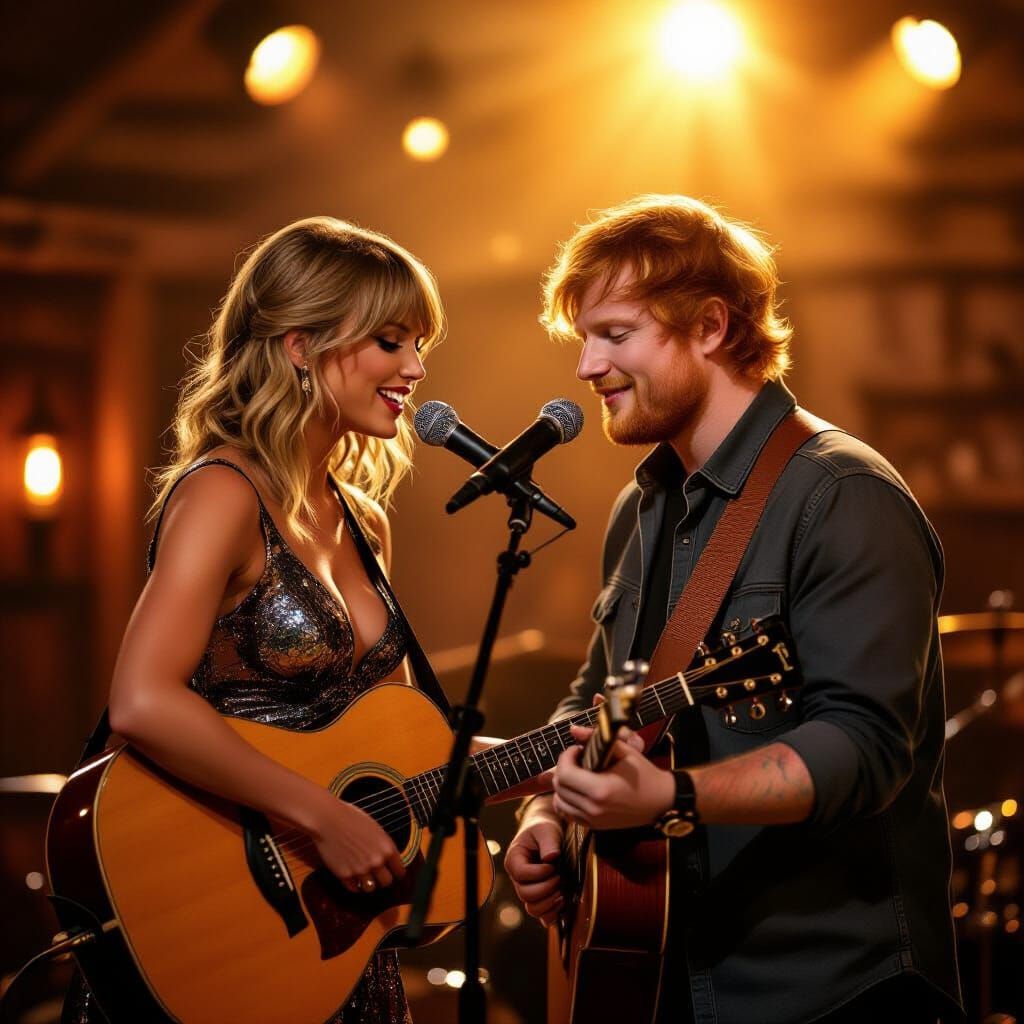 Taylor Swift & Ed Sheeran Duet on Rustic Stage