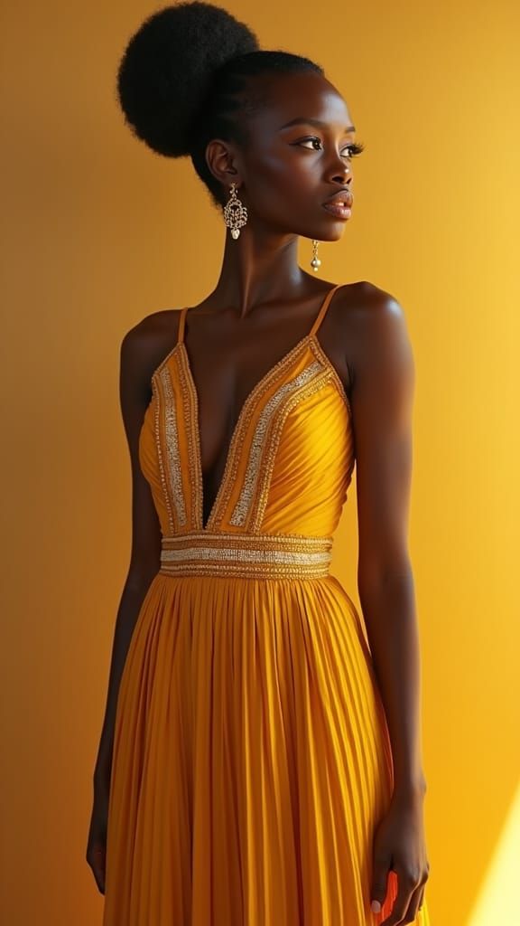 Stunning Fulani Woman in Golden Yellow Dress