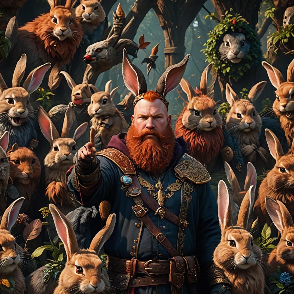 Bearded Man with Rabbit Ears: Fantasy Concept Art