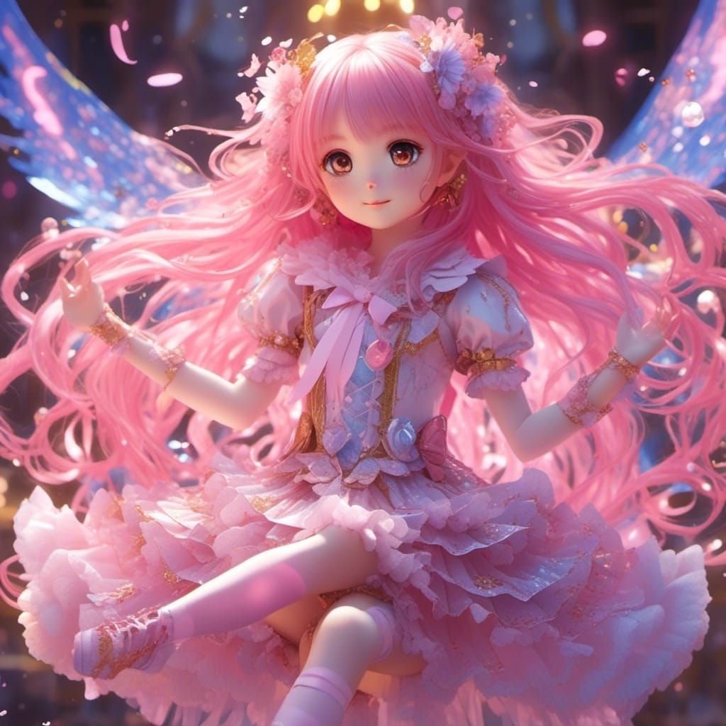 Anime Magical Girl in Cherry Blossom Dreamscape