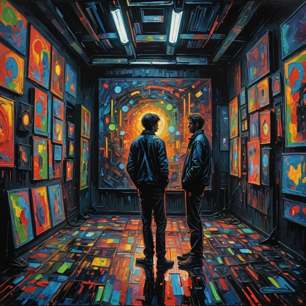 Neon-Lit Urban Scene in Expressionist Impasto Style