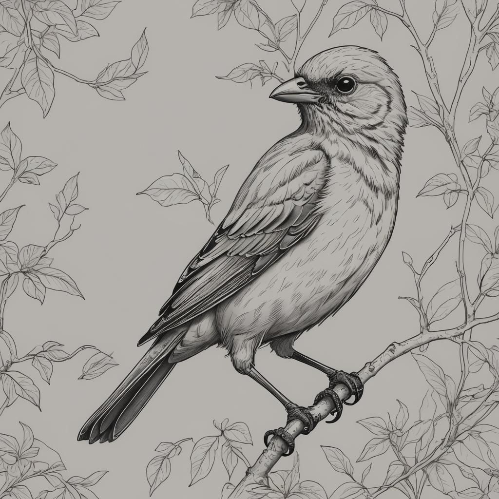 Elegant Line Art Bird Illustration