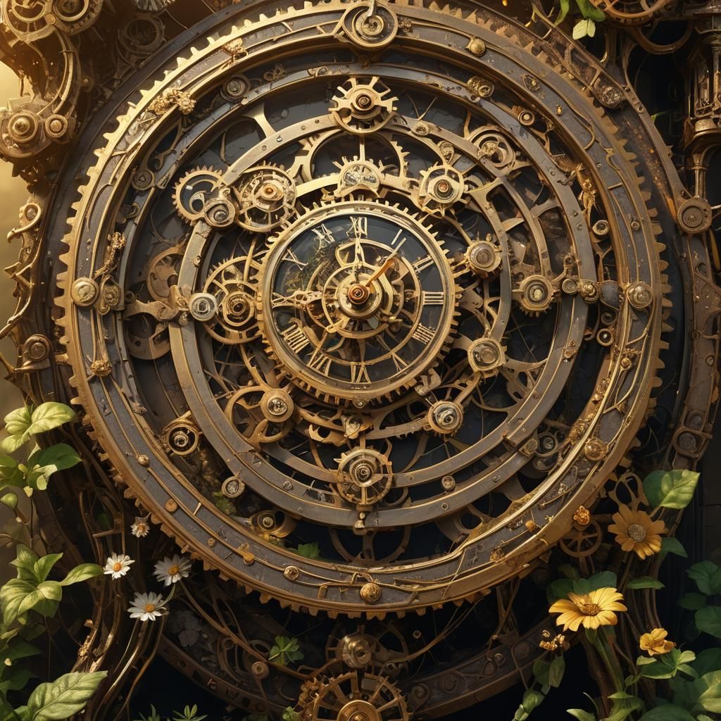 Organic Clock Tower Concept Art in Brass