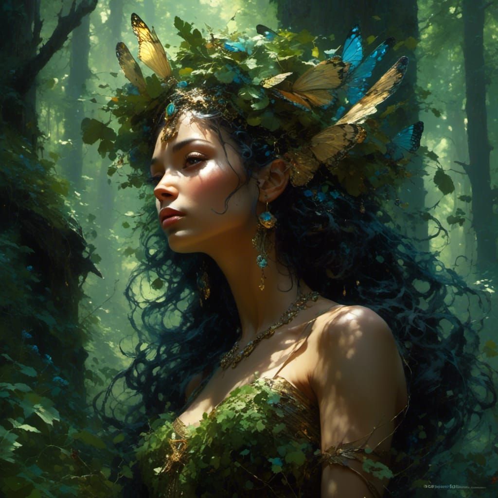Forest Nymph Portrait in Detailed Digital Art