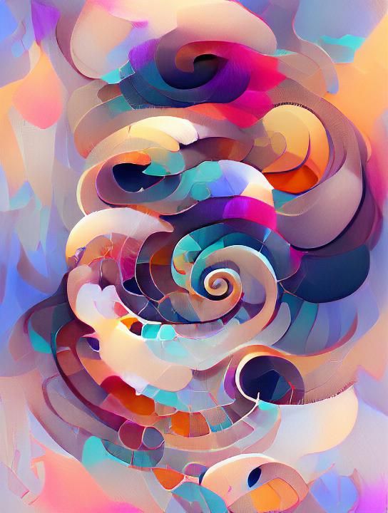 Abstract Spirals in Winter Colors: Maximalist Art