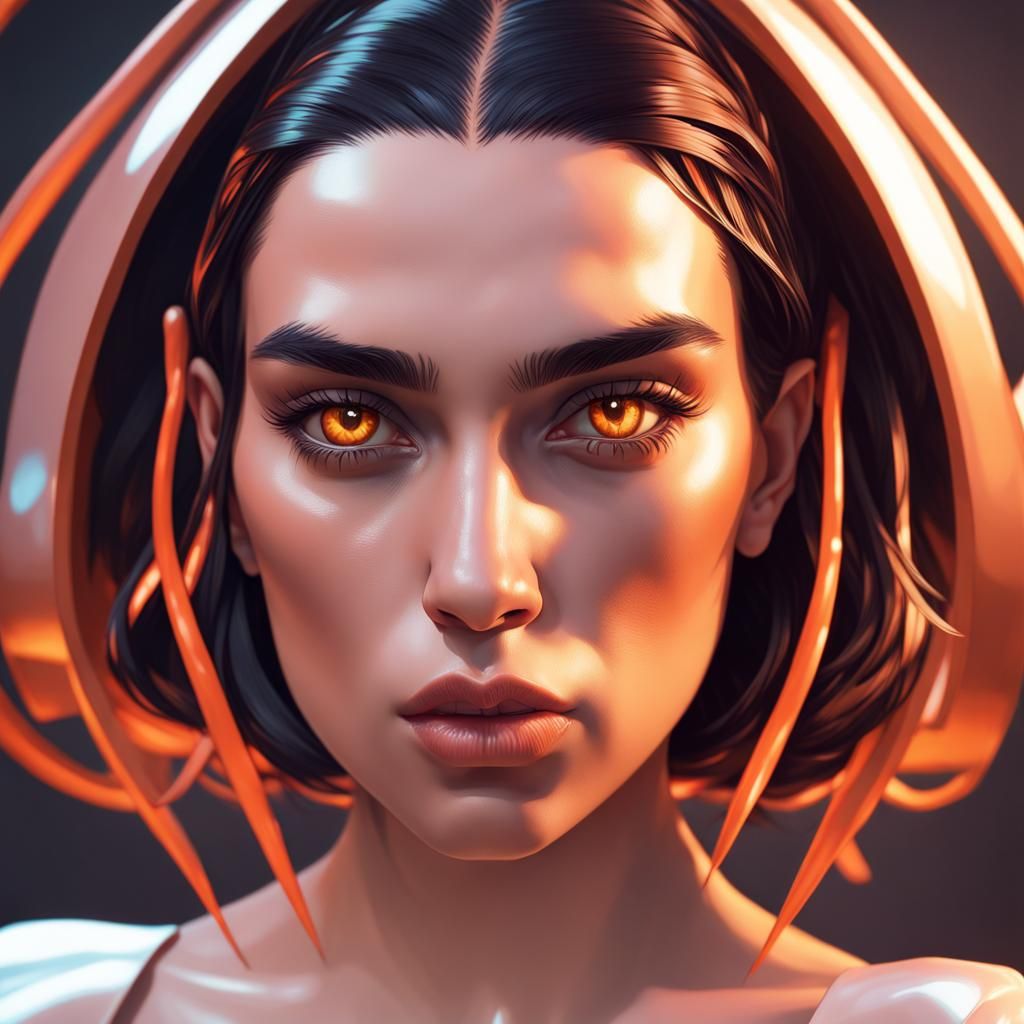 Sith Lady Portrait with Orange Eyes, Hyperdetailed Art