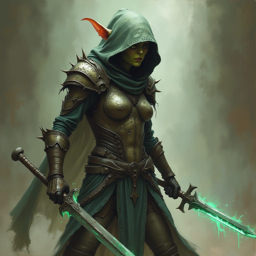 Goblin-Human Assassin with Poison Aura Dagger
